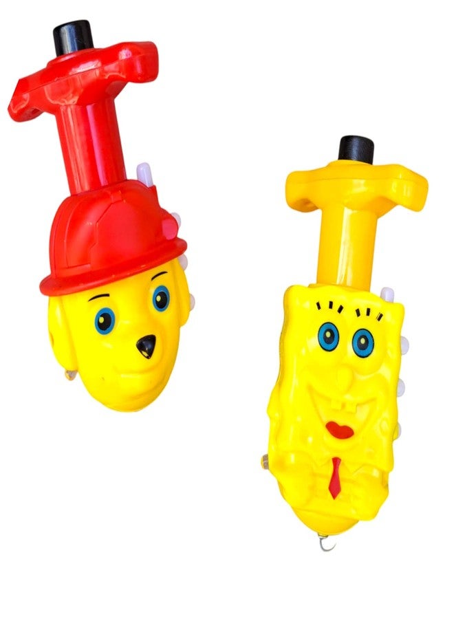 JNiL Spinning Top with Luminous LED Light, Music and Laser Magic Latto Gyro Toys Flashing Plastic Top Toy for Kids Party Birthday Gift (Pack of 2) (Yellow-Red) - Image 1